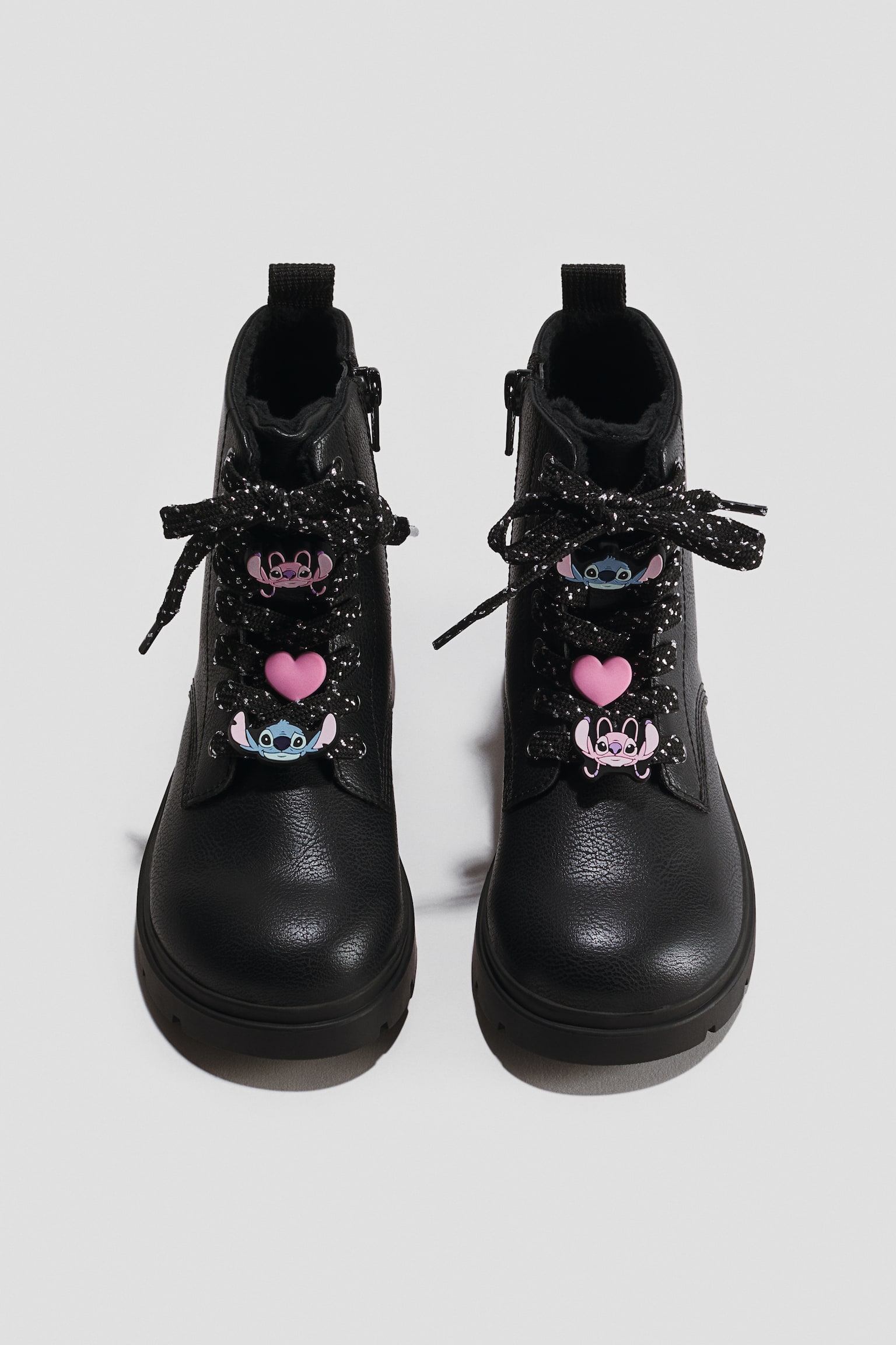 Детские ботинки H&M Appliquéd Lace-Up, цвет: Чёрный — фото 1
