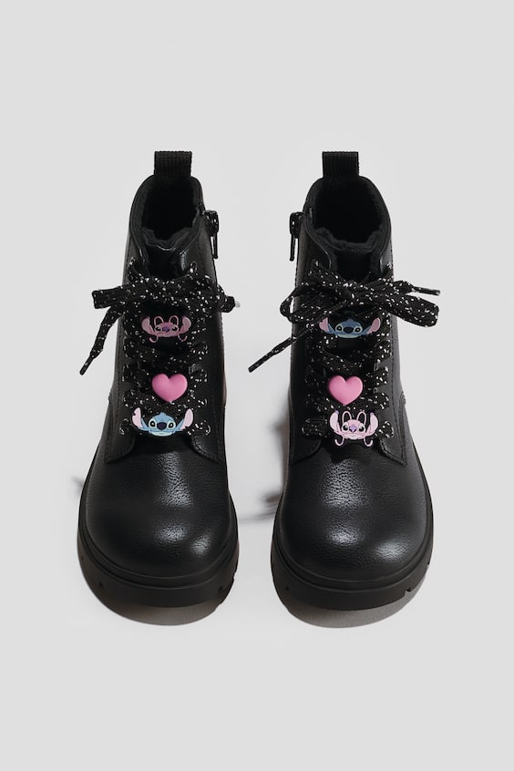 Детские ботинки H&M Appliquéd Lace-Up, цвет: Чёрный
