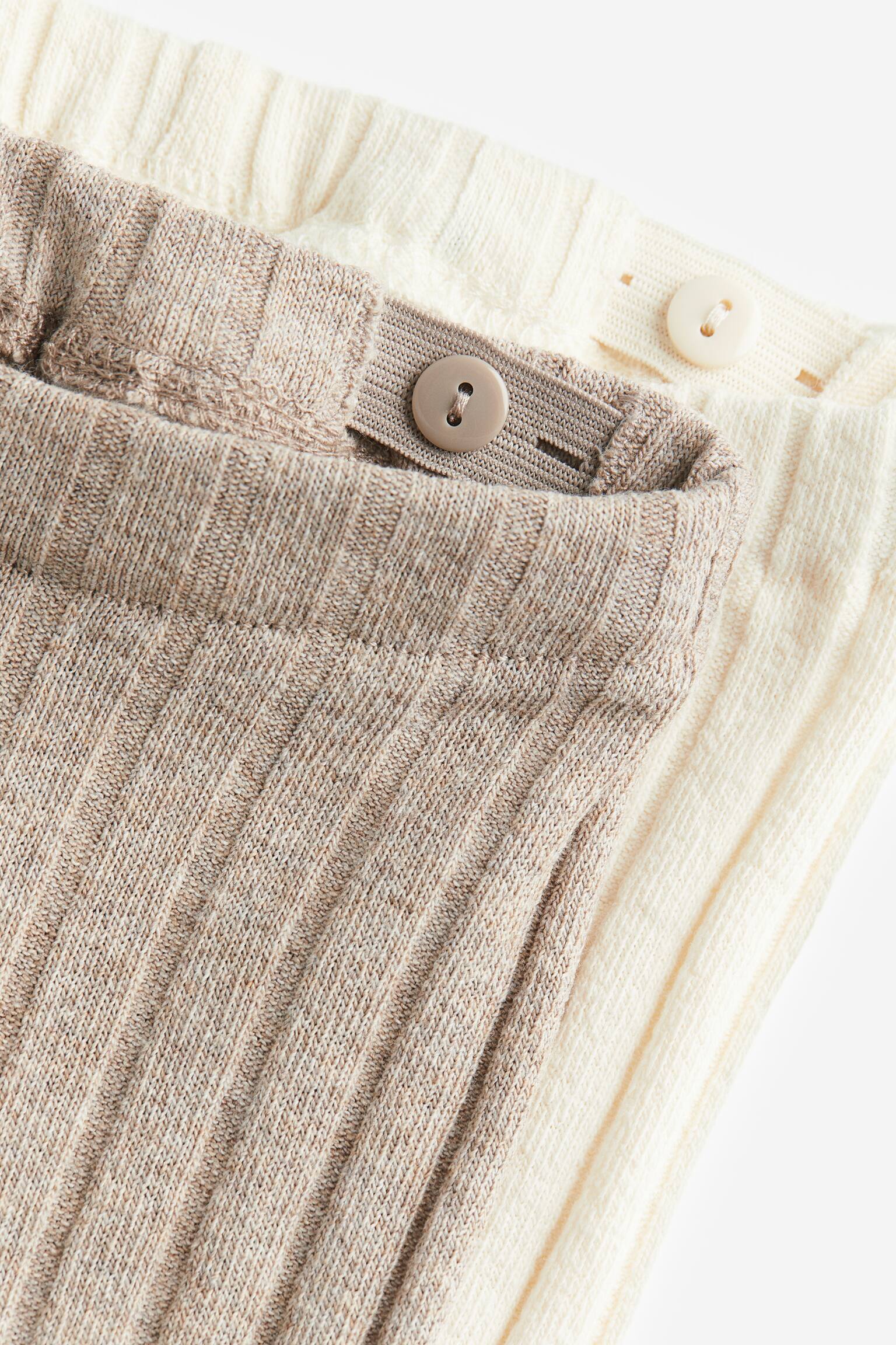 2-pack Rib Leggings - Beige marle/White - 2