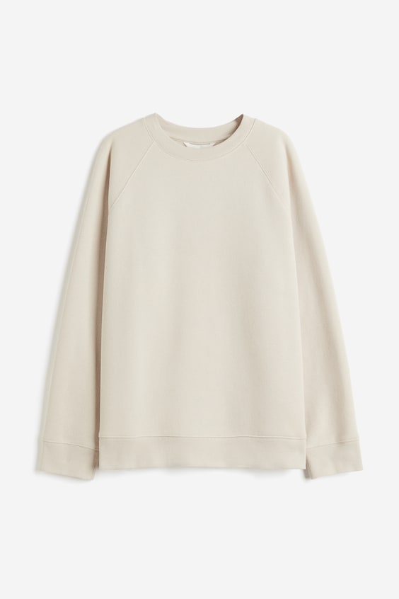 Sweatshirt - Round neck - Long sleeve - Light beige - Ladies | H&M GB