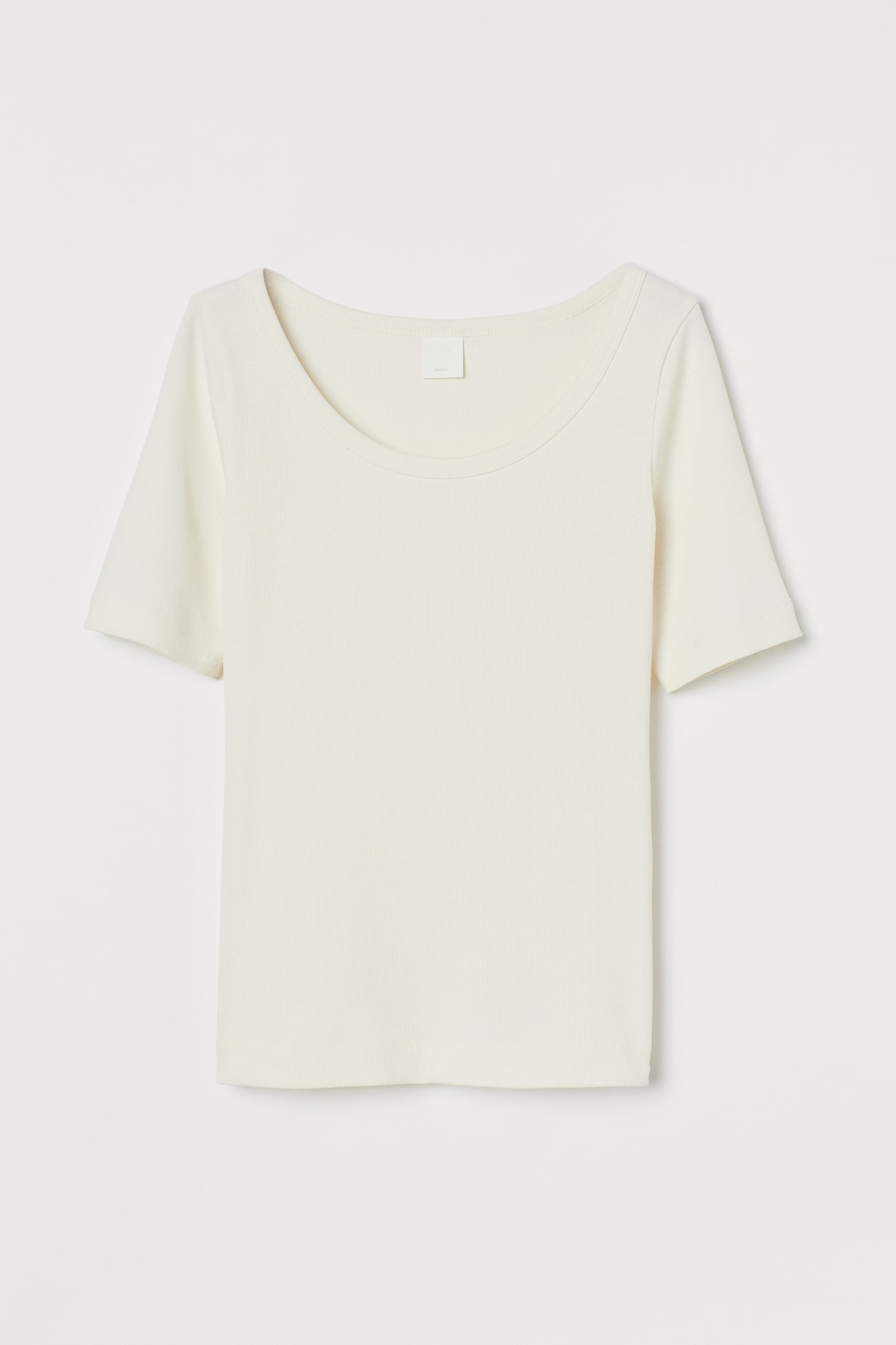 Ribbed T-shirt - Round Neck - Short sleeve - Cream - Ladies | H&M US