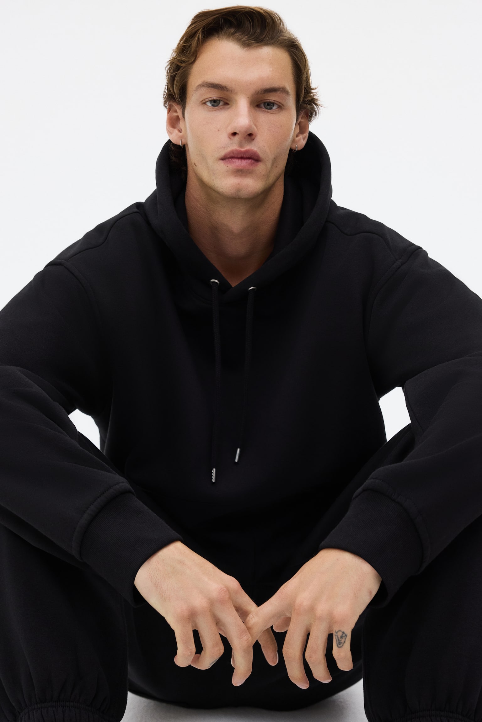 Мужской комплект H&M 2-piece Loose Fit Hoodie and Joggers Set, цвет: Чёрный — фото 6
