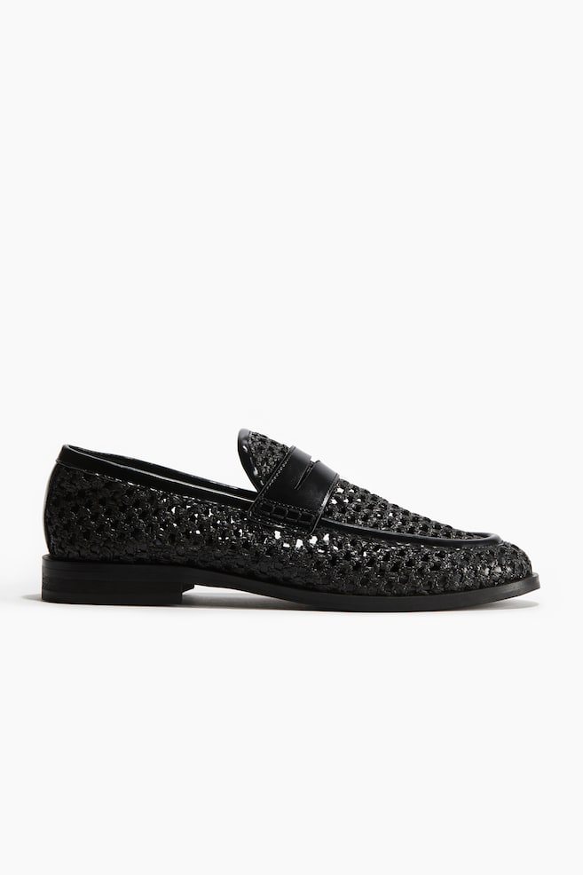Loafers med mesh-look - Sort - 1