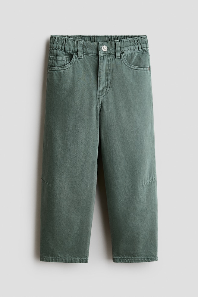 Twillhose mit Barrel Leg - Dunkelgrün/Dunkelbeige - 1