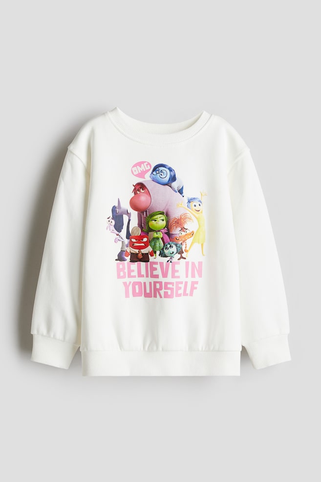 Printed Sweatshirt - White/Inside Out/Light blue/Snow White - 1
