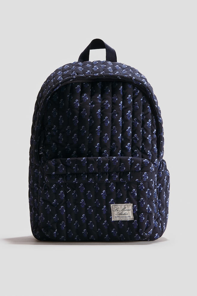 Printed backpack - Navy blue/Floral - 1