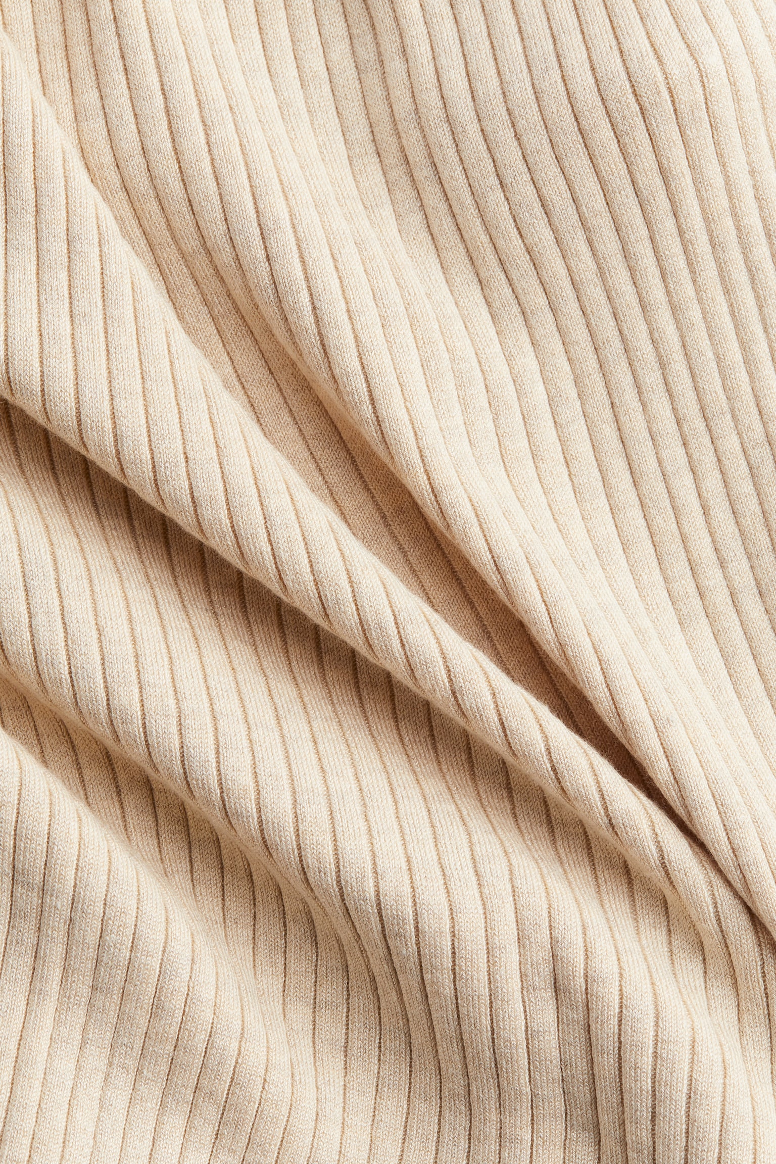 Rib-knit tie-detail dress - Light beige marl/Dark brown marl - 6