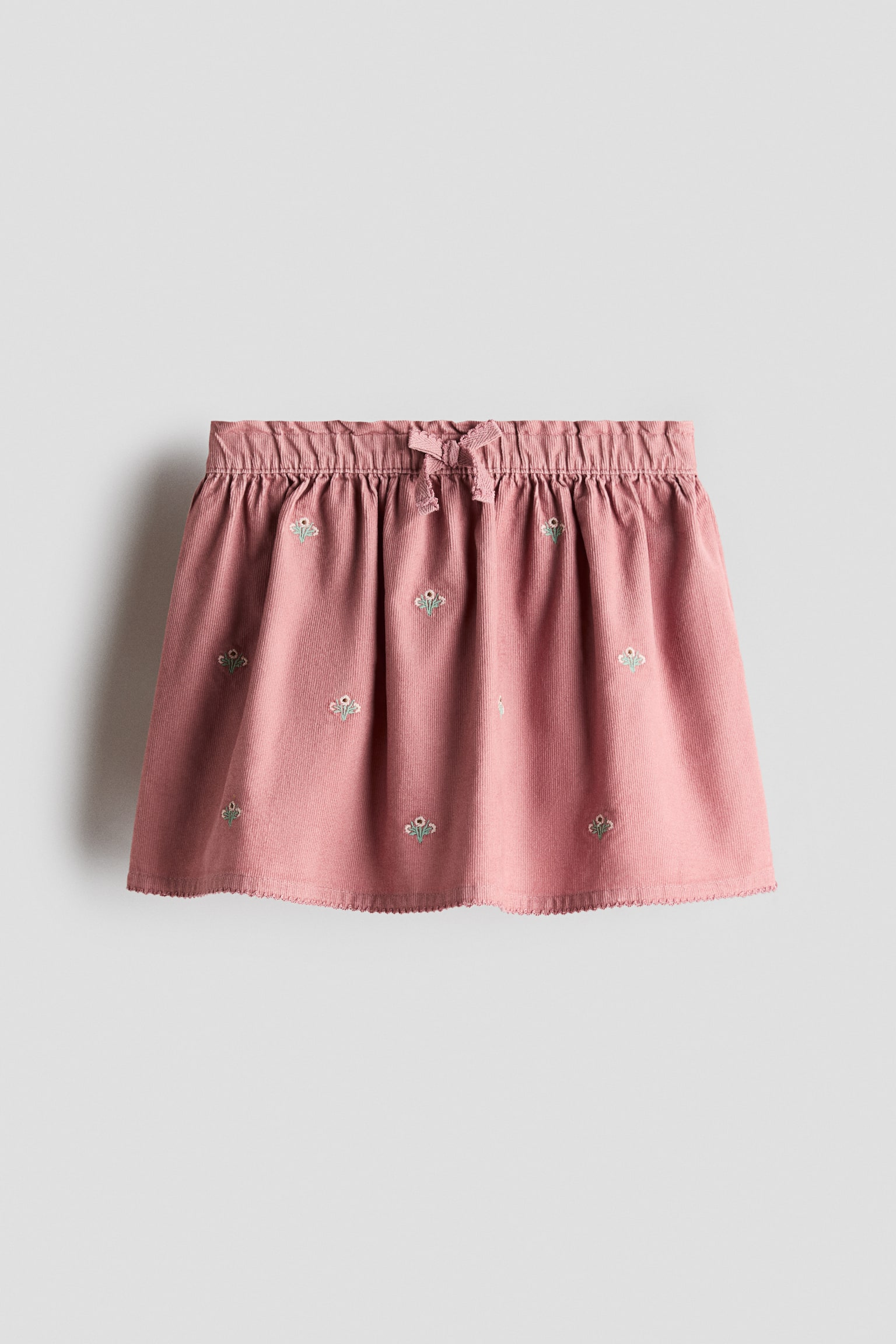 Детская юбка H&M Embroidered-Detail Corduroy, цвет: Пыльный розовый — фото 1