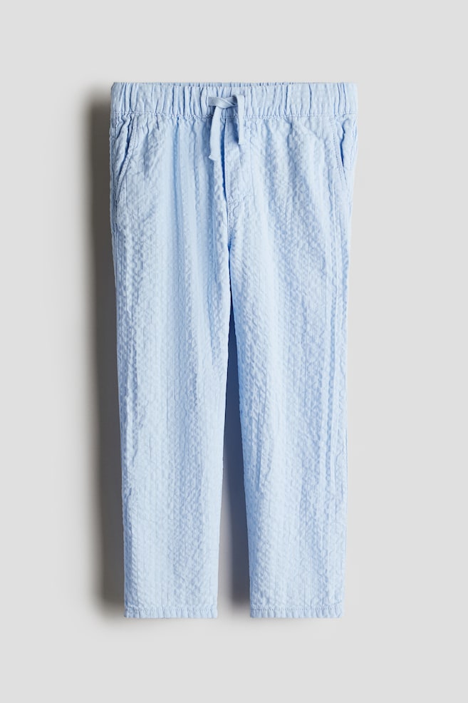 Cotton seersucker trousers - Light blue/Navy blue/White striped/Green/Dark blue striped/Khaki green/Dark grey - 1
