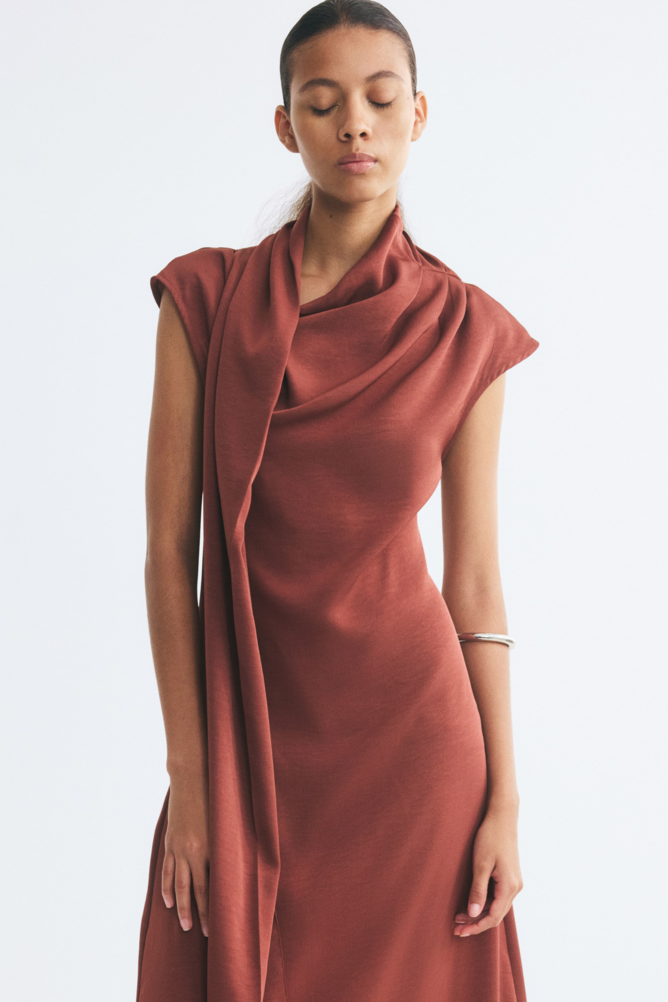 View larger image: Scarf-Detail Dress - Rust red - Ladies | H&M US 1