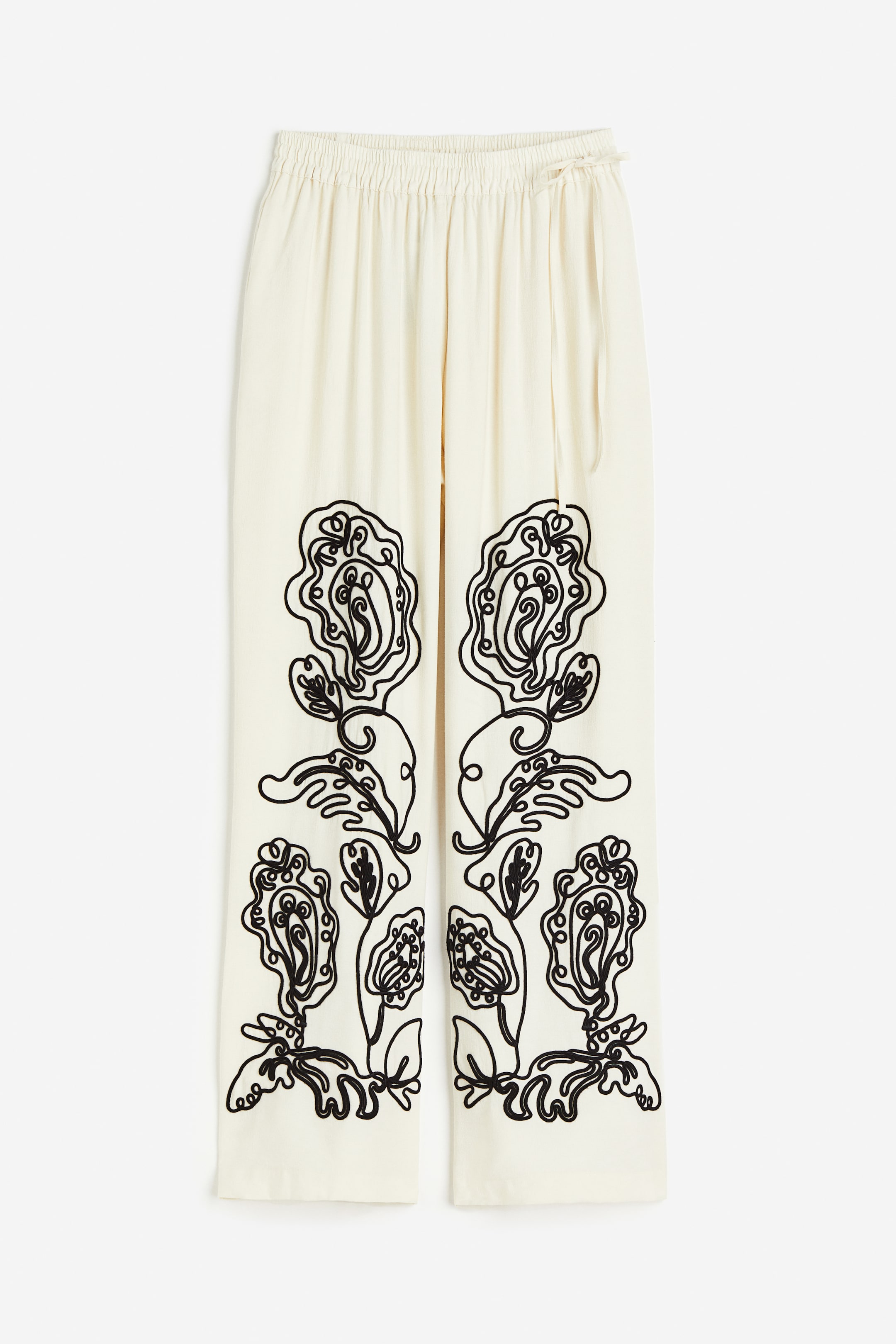 View larger image: Embroidered pull-on trousers - Cream - Ladies | H&M SG 1