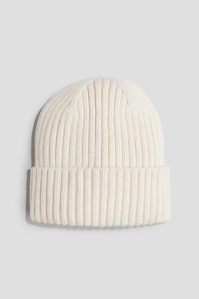 Rib-knit beanie - Cream - 1