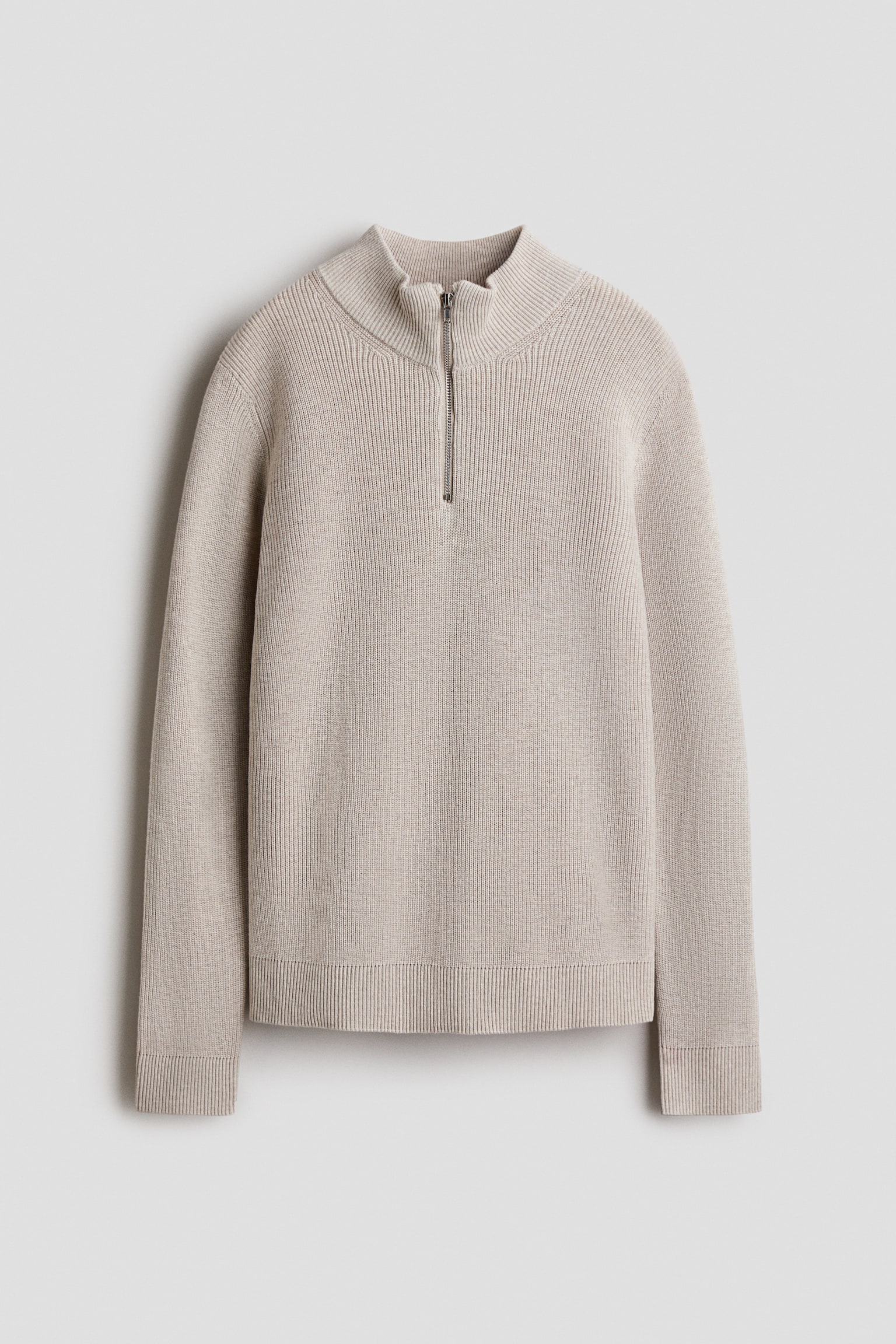 Half-zip jumper - Light beige/Navy blue