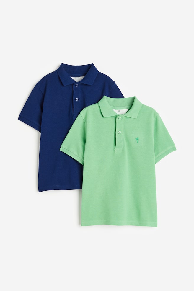 2-pack polo shirts - Bright green/Dark blue/White/Light blue - 1