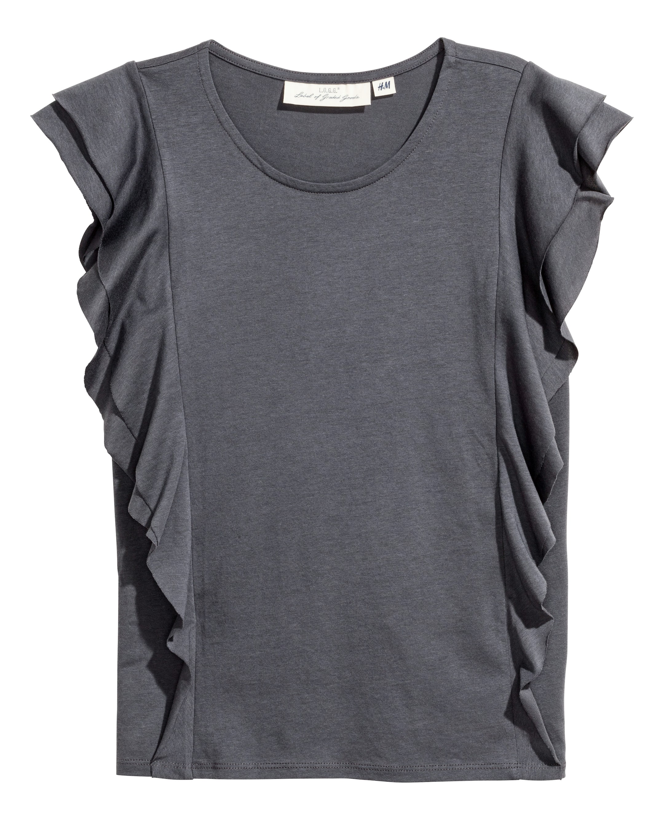 Näytä suurempi kuva: Röyhelöpusero - Tummanharmaa - NAISET | H&M FI 1