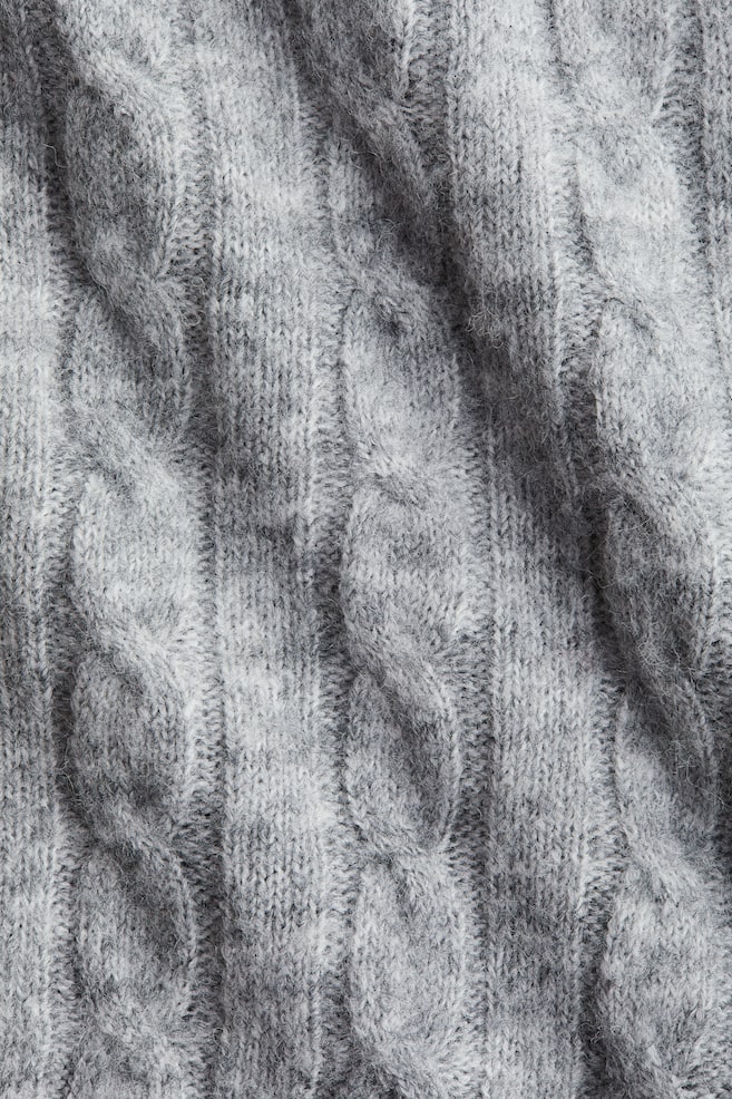Pantaloni tricotați cu torsade - Gri-melanj/Crem/Bleumarin/Roz - 5