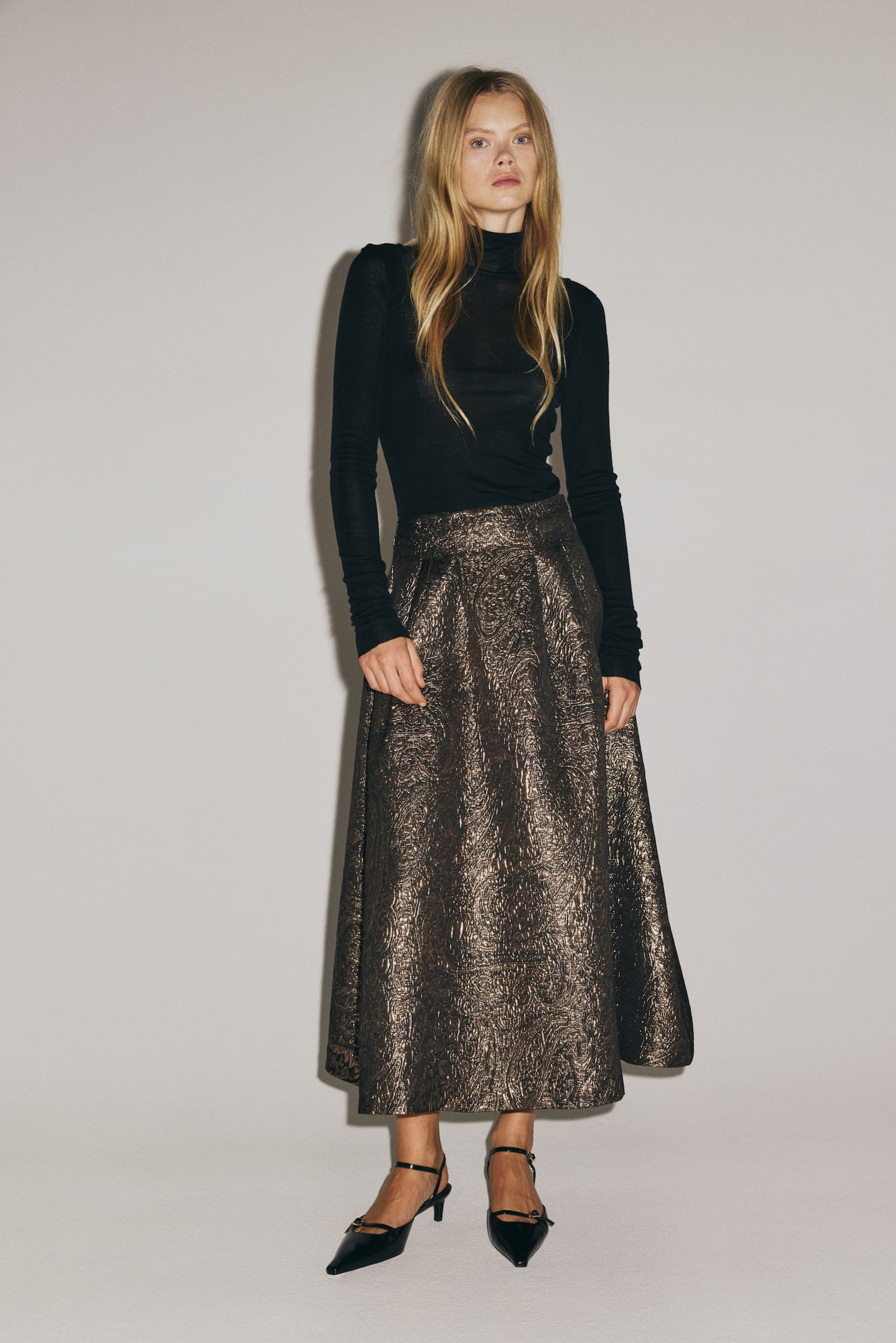 Uitlopende rok - Donkergrijs/goudkleurig/Rood/Zwart - 6