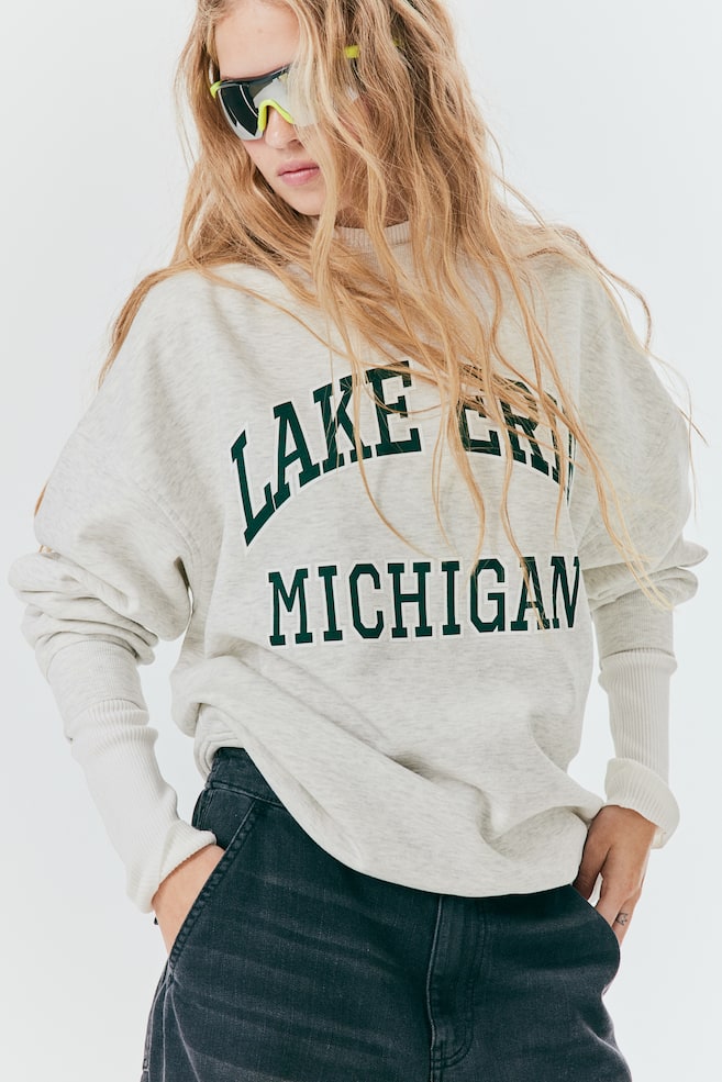 Oversized motif-detail sweatshirt - Light grey marl/Lake Erie/Dark grey/Sprint Track/White/Oregon/Dark green/Mountain - 4