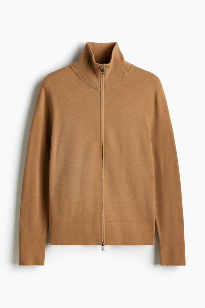Cardigan con cerniera - Beige scuro - 1