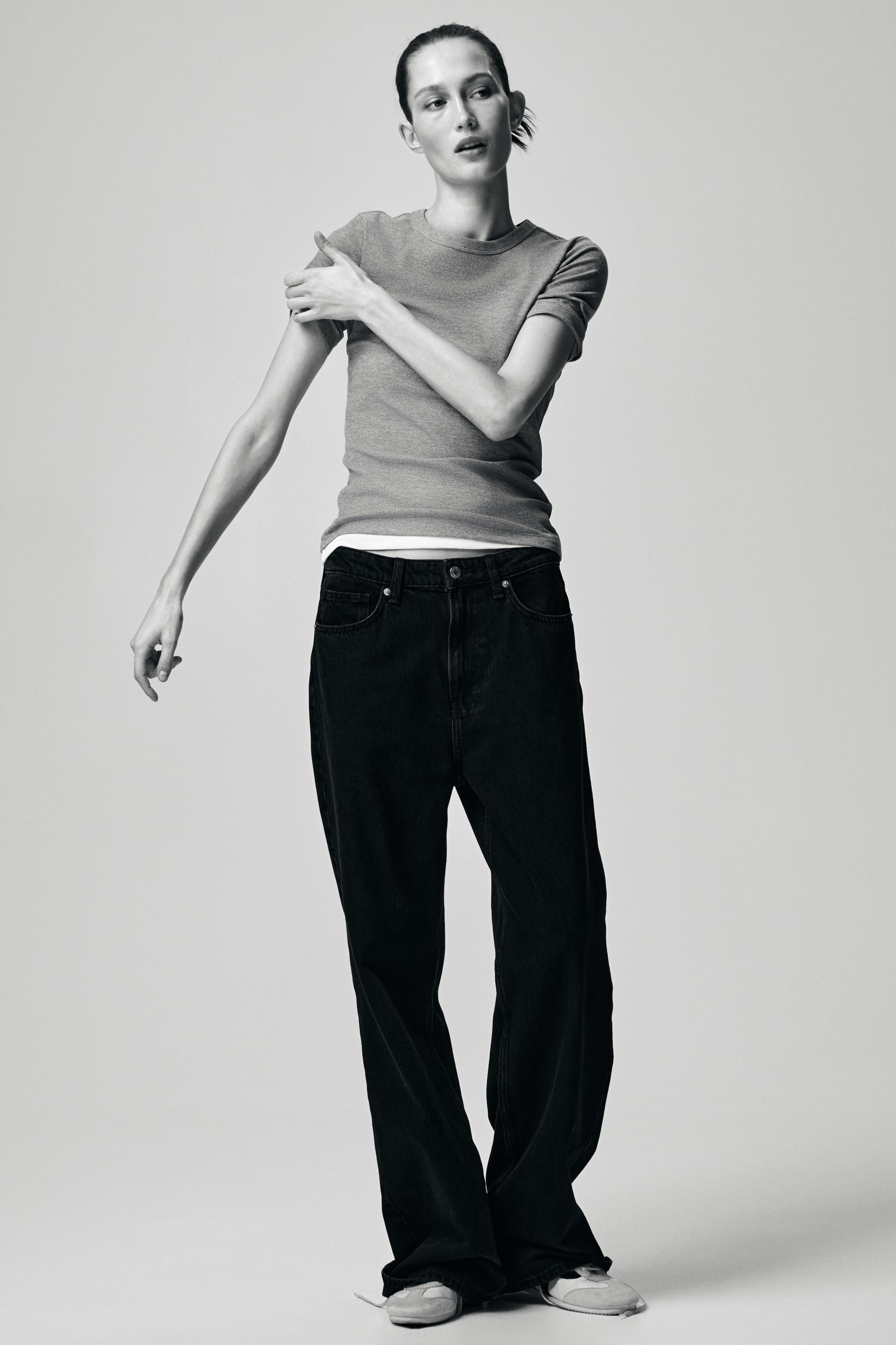 Visualizza immagine più grande: T-shirt a costine - Grigio mélange - DONNA | H&M IT 1