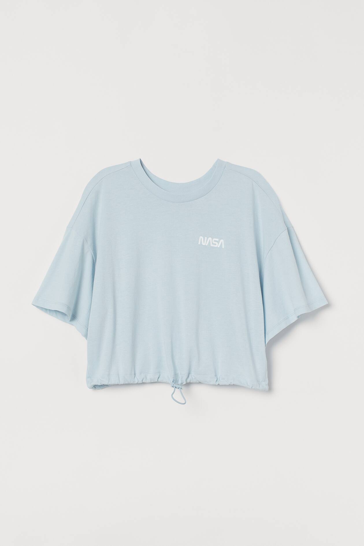 Drawstring Top - Round Neck - Short sleeve - Light blue/NASA - Ladies ...