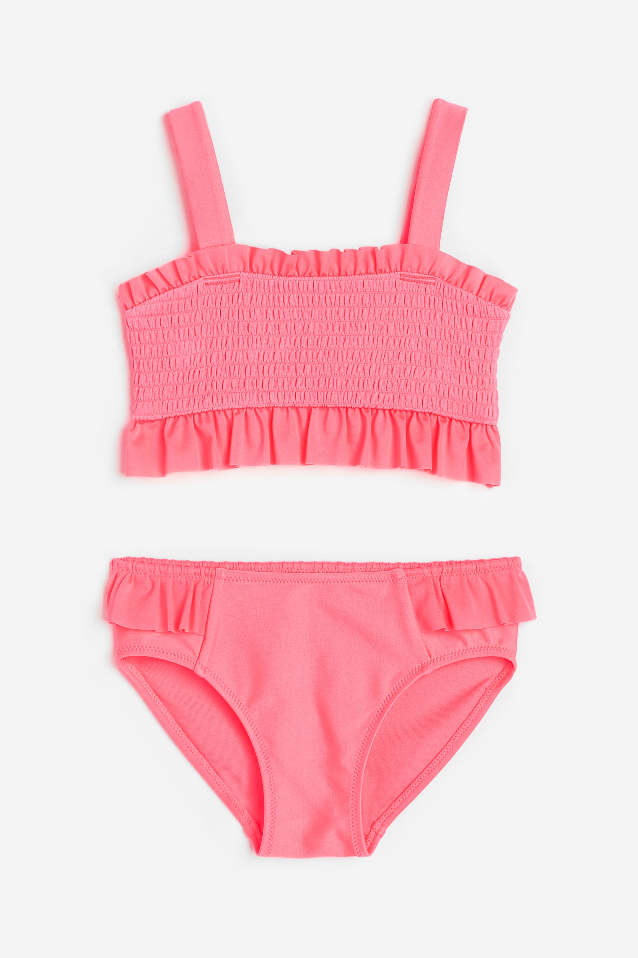 Ruffle-trimmed Smocked Bikini