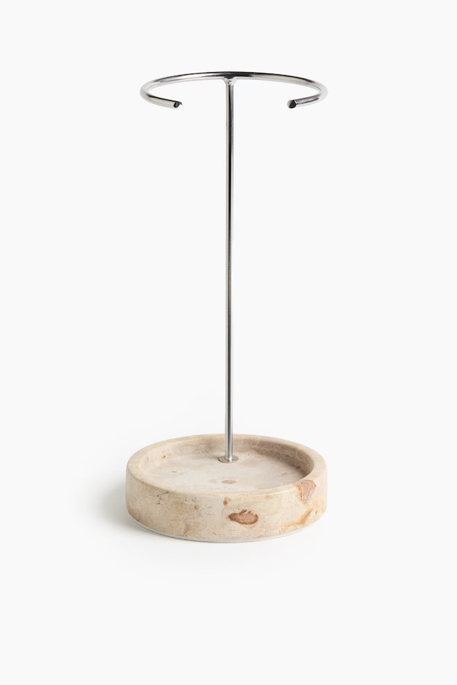 Marble jewellery stand - Beige/Silver-coloured/Beige/Marbled - 1