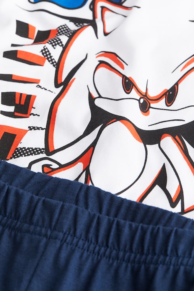 Printed cotton jersey pyjamas - White/Sonic the Hedgehog/Blue/PlayStation/Black/Sonic the Hedgehog - 2