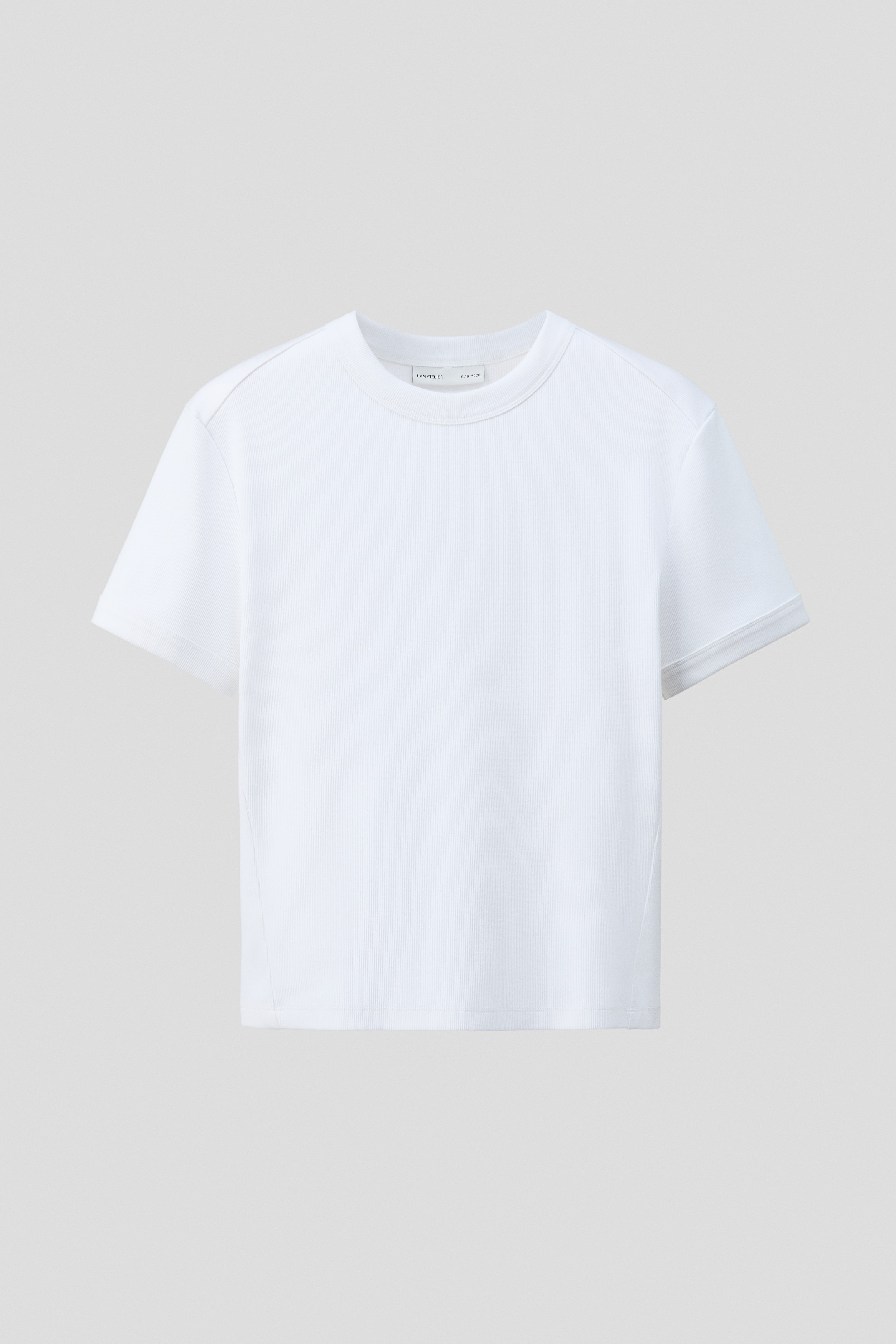 Ribbet T-shirt i bomuld - Hvid