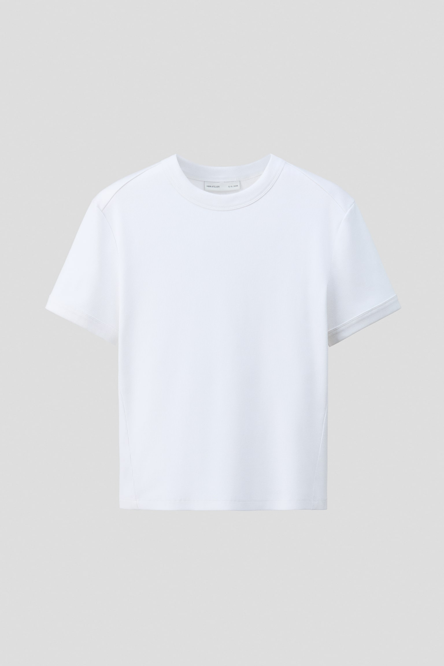 Ribbed Cotton T-Shirt - White - 1