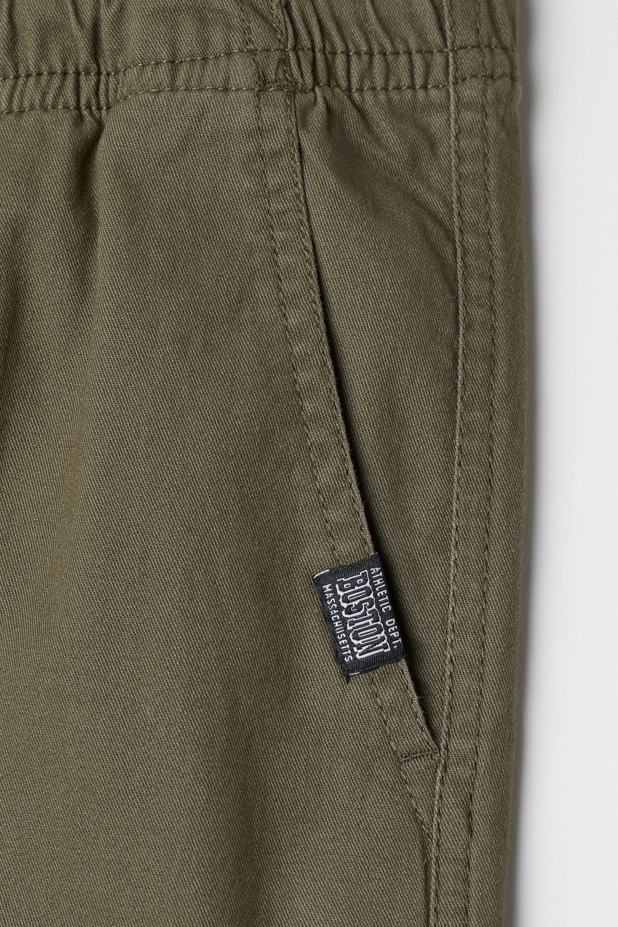 Cotton twill joggers - Regular waist - Long - Dark khaki green - Kids ...