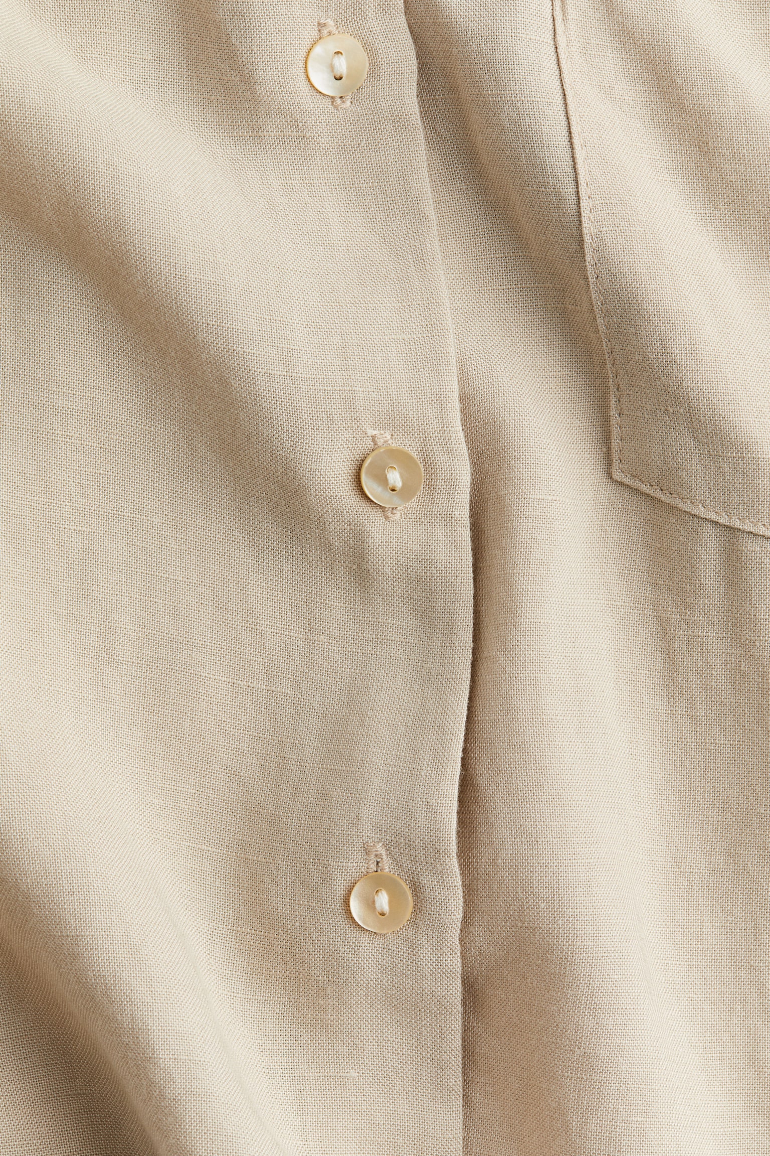 Linen-blend shirt - Beige/Dusty pink/White - 2