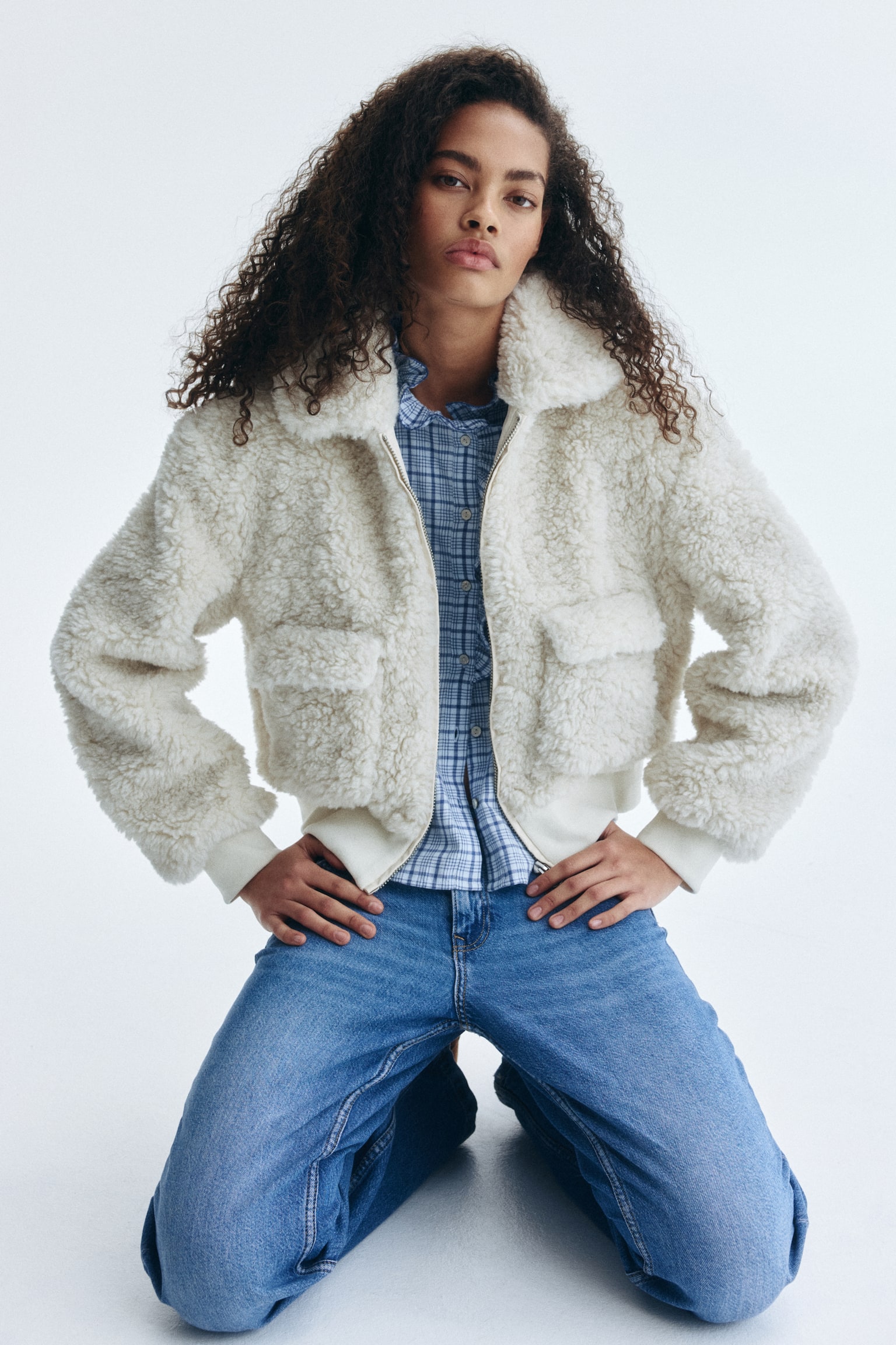 Женские джинсы H&M Wide Regular, цвет: Джинсовый синий — фото 4