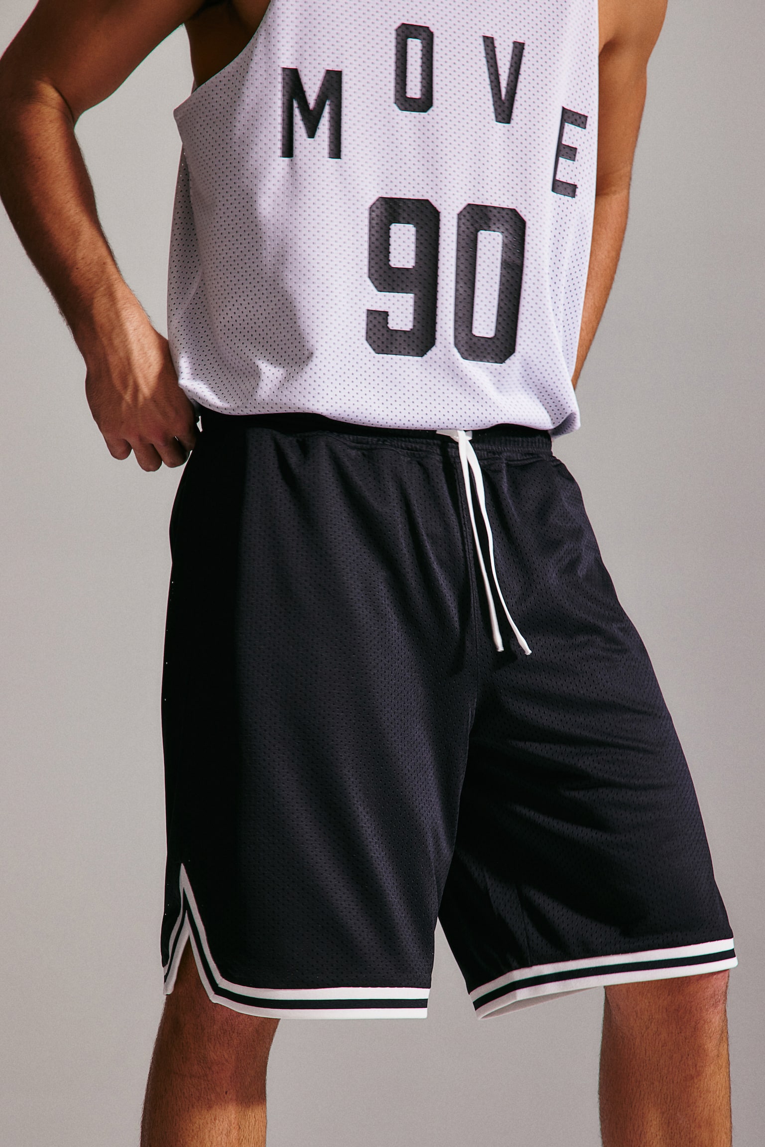 Long Basketball Shorts In DryMove™ - Black/Khaki green - 6