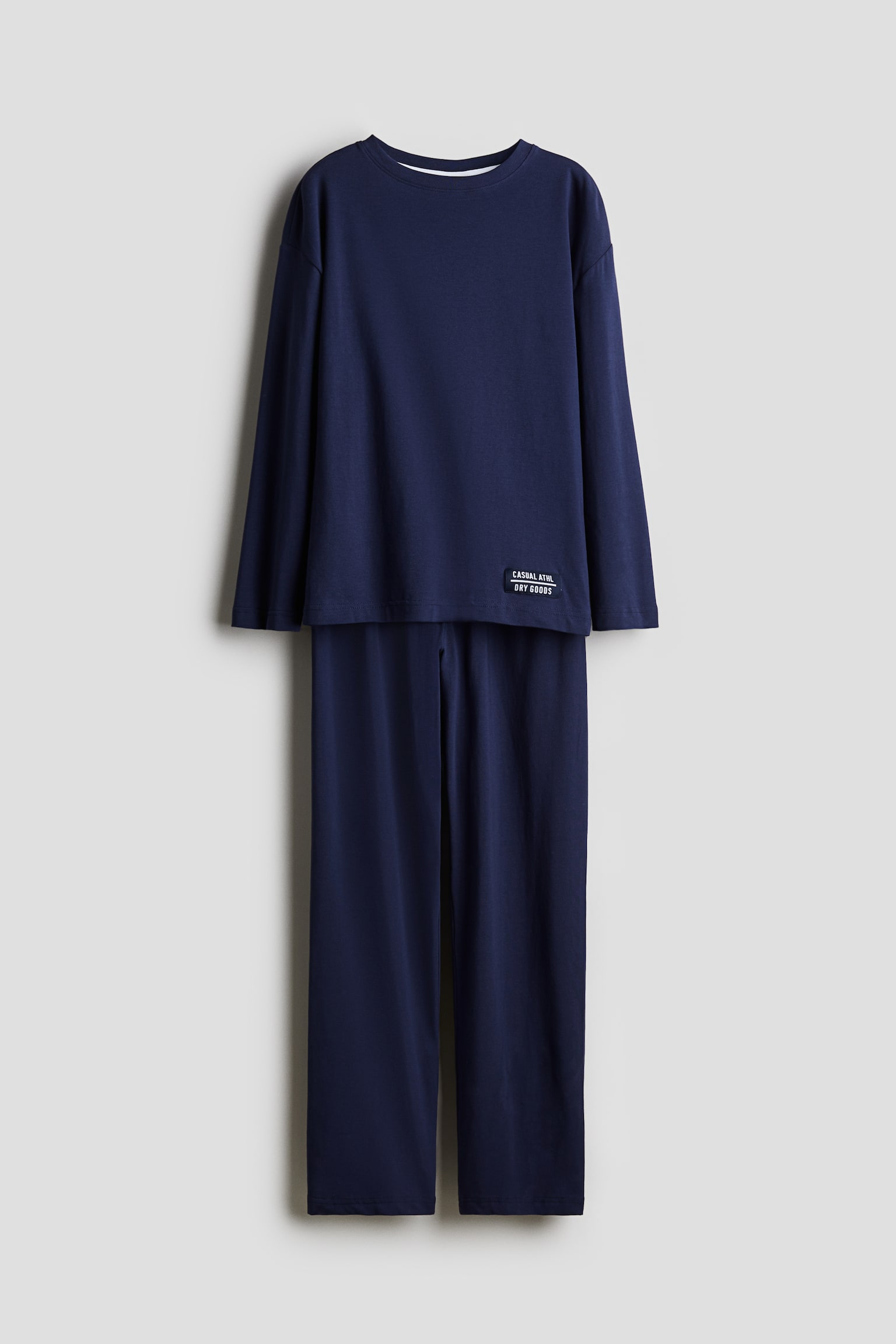 Cotton jersey pyjamas - Dark blue/White/Checked - 1