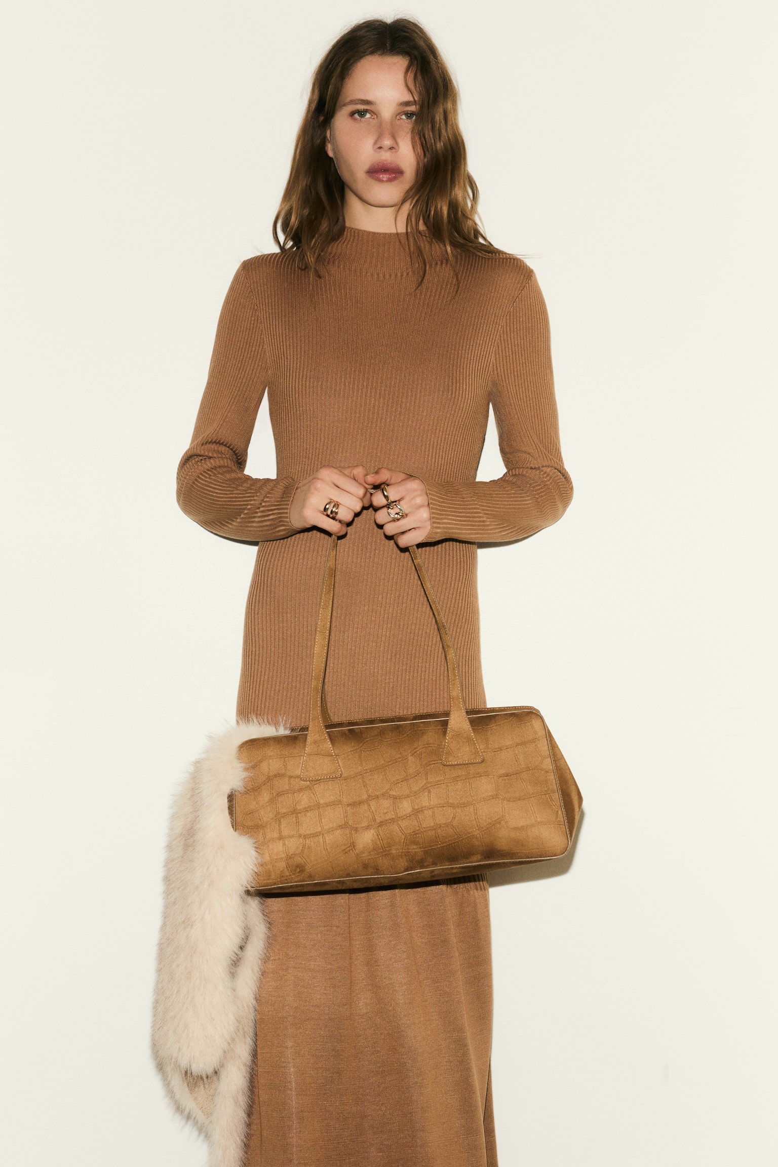 Rib-knit dress - Dark beige - 4