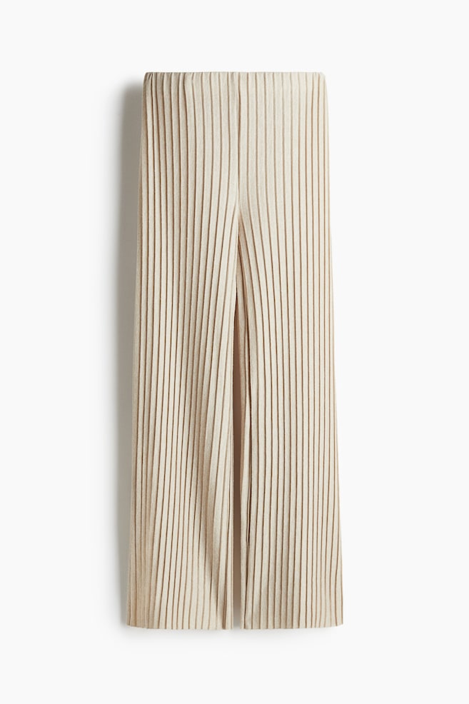 Cable-knit trousers - Light beige marl/White - 1