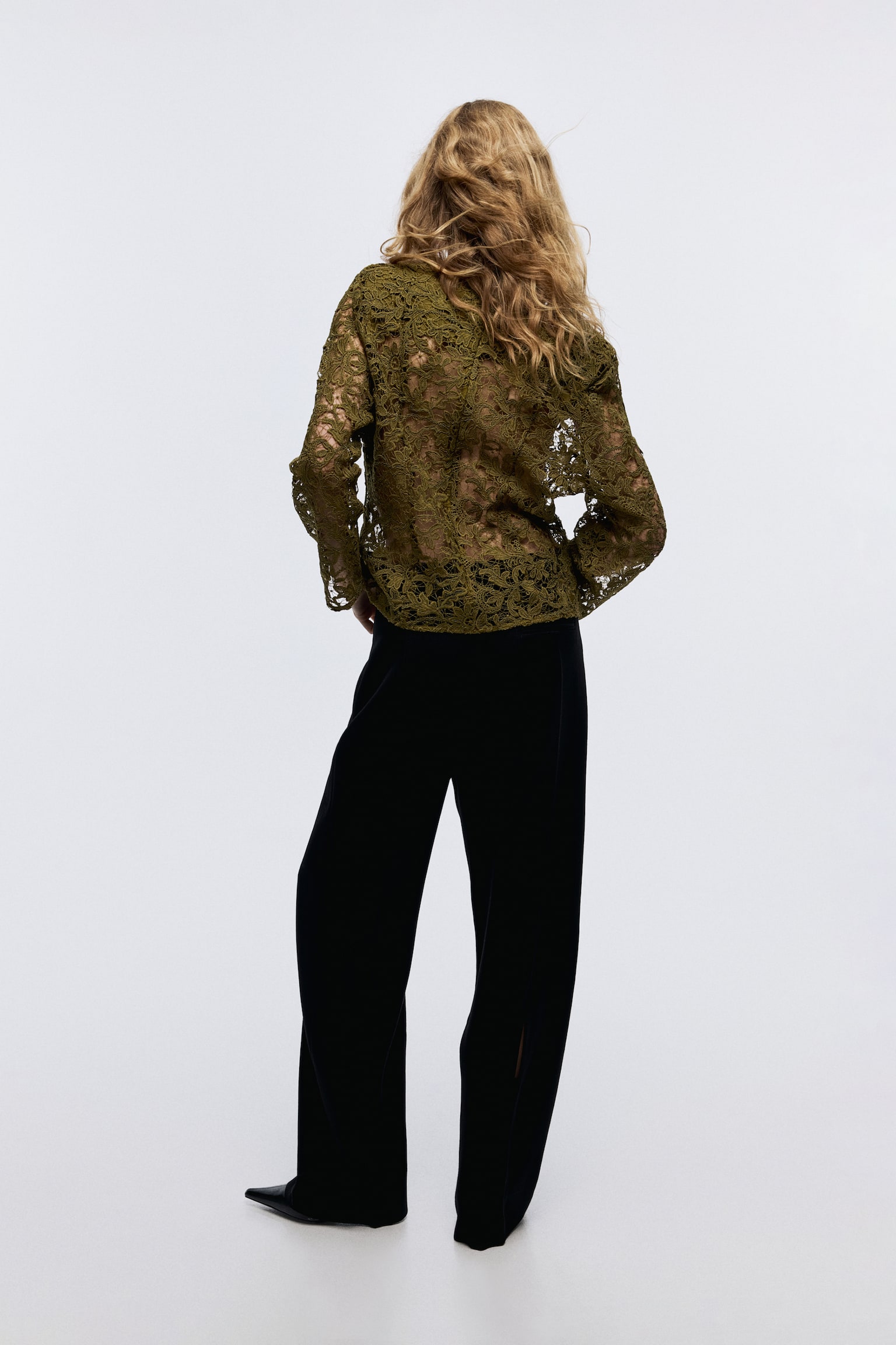 Camicetta in pizzo - Oliva dorato - 3