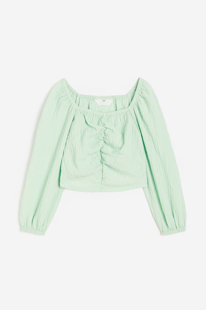 Gathered blouse - Light green/Pink - 1