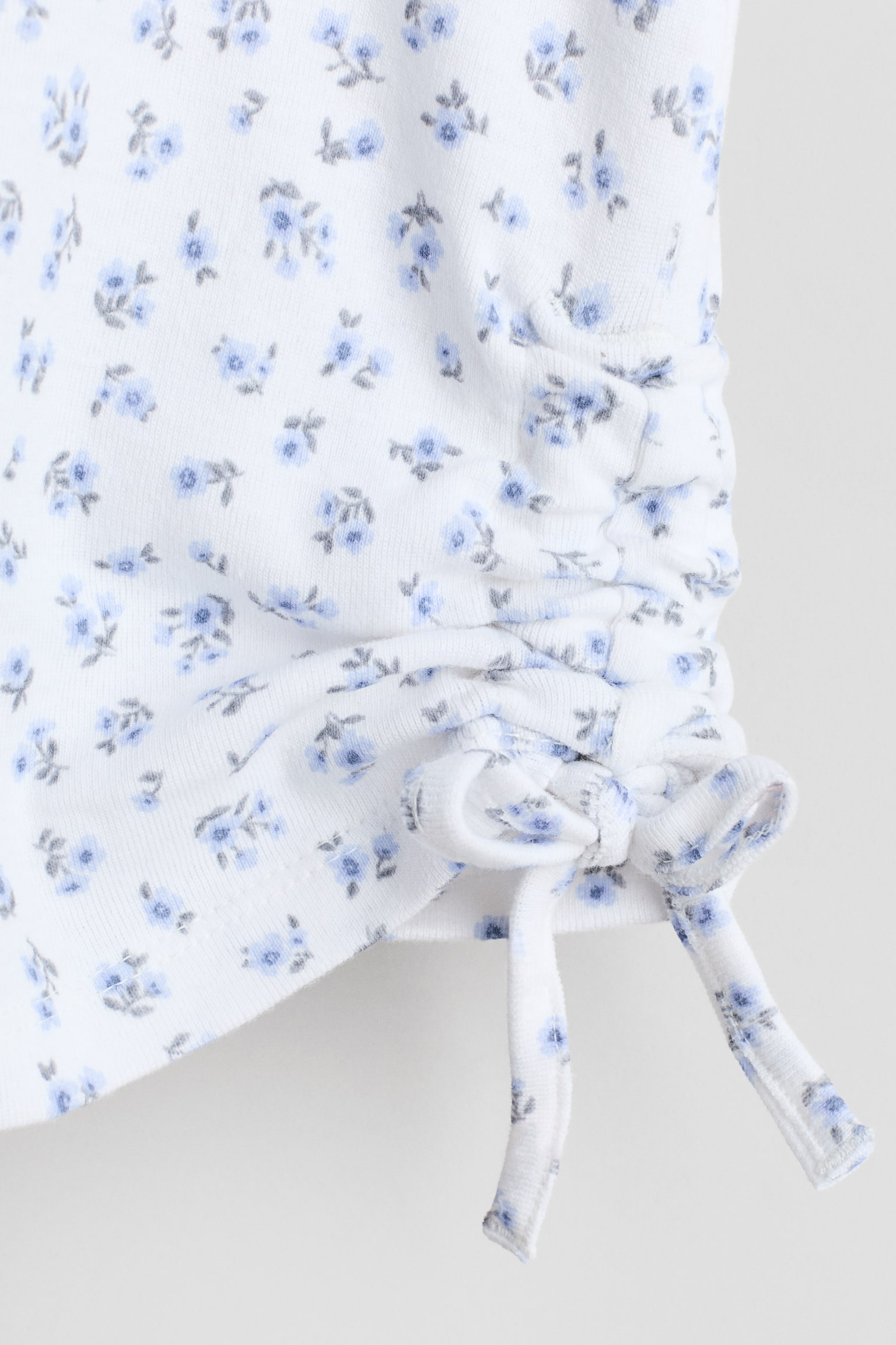 Drawstring-detail cotton top - White/Blue floral/Navy blue/Light pink - 2