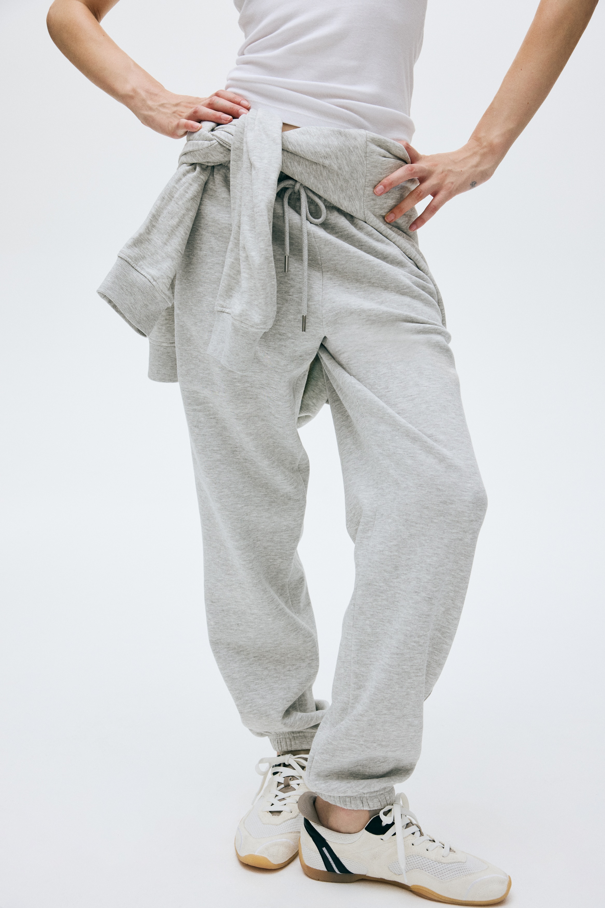 Sweatpants van katoenmix - Lichtgrijs gemêleerd/Zwart/Lichtgeel/Lichtbeige