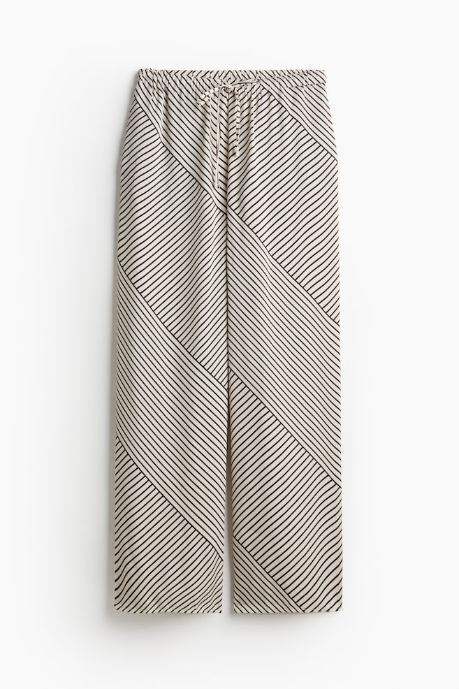 Pantalón con cintura elástica - Crema/Rayas/Negro/Estampado/Crema - 1