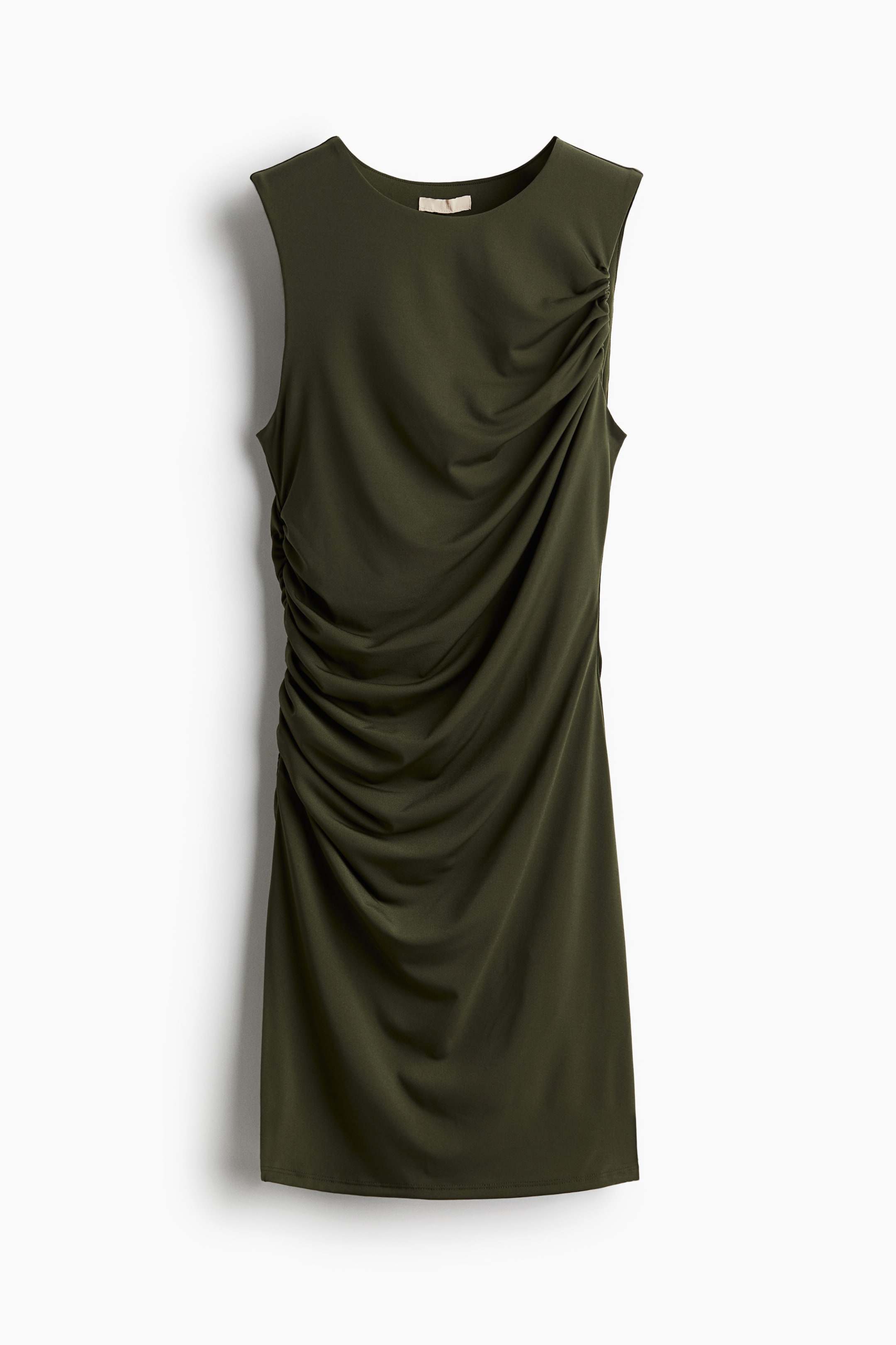 View larger image: Draped Microfibre Dress - Dark green - Ladies | H&M AU 1