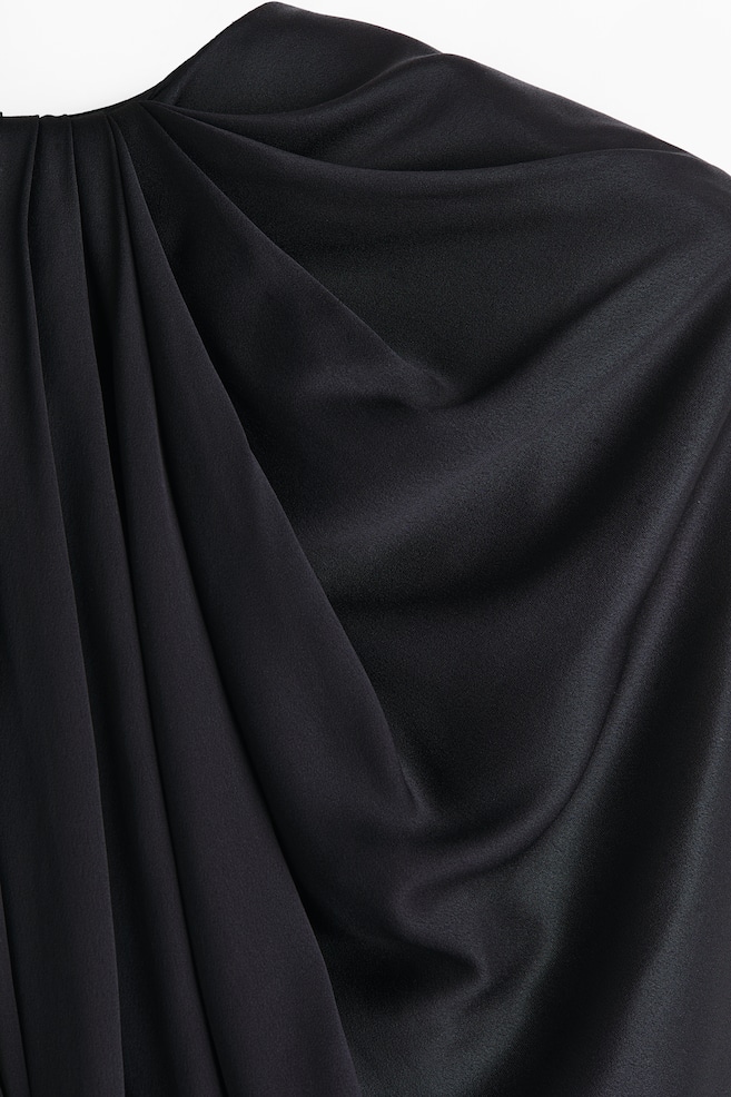 Vestido mini en satín drapeado - Negro - 6