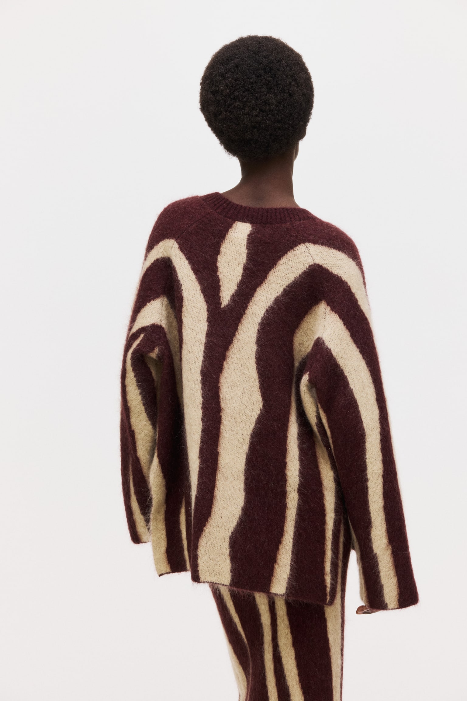 Jacquard-knit mohair-blend cardigan - Burgundy/Zebra print - 4