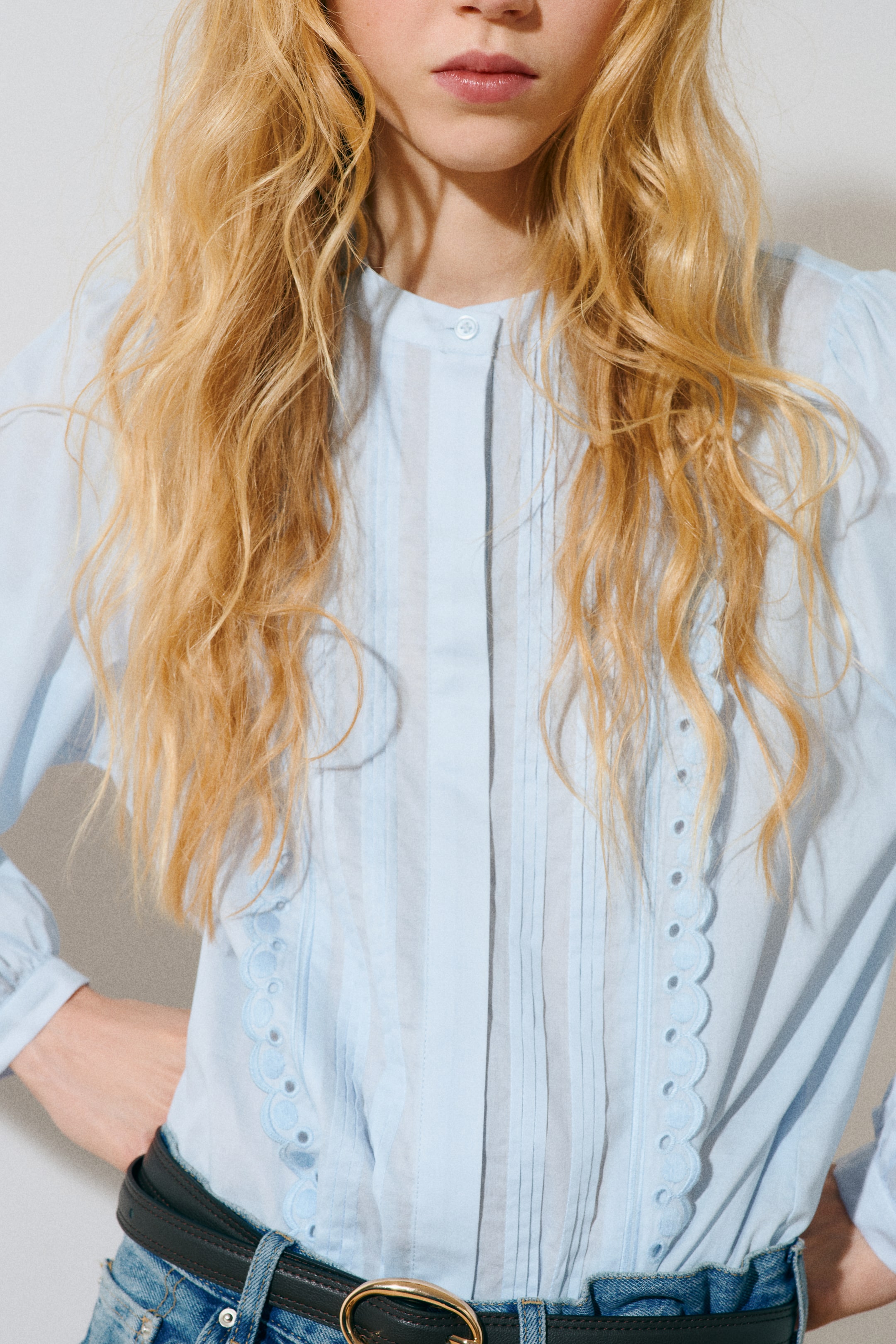 Blouse en coton avec plis nervure