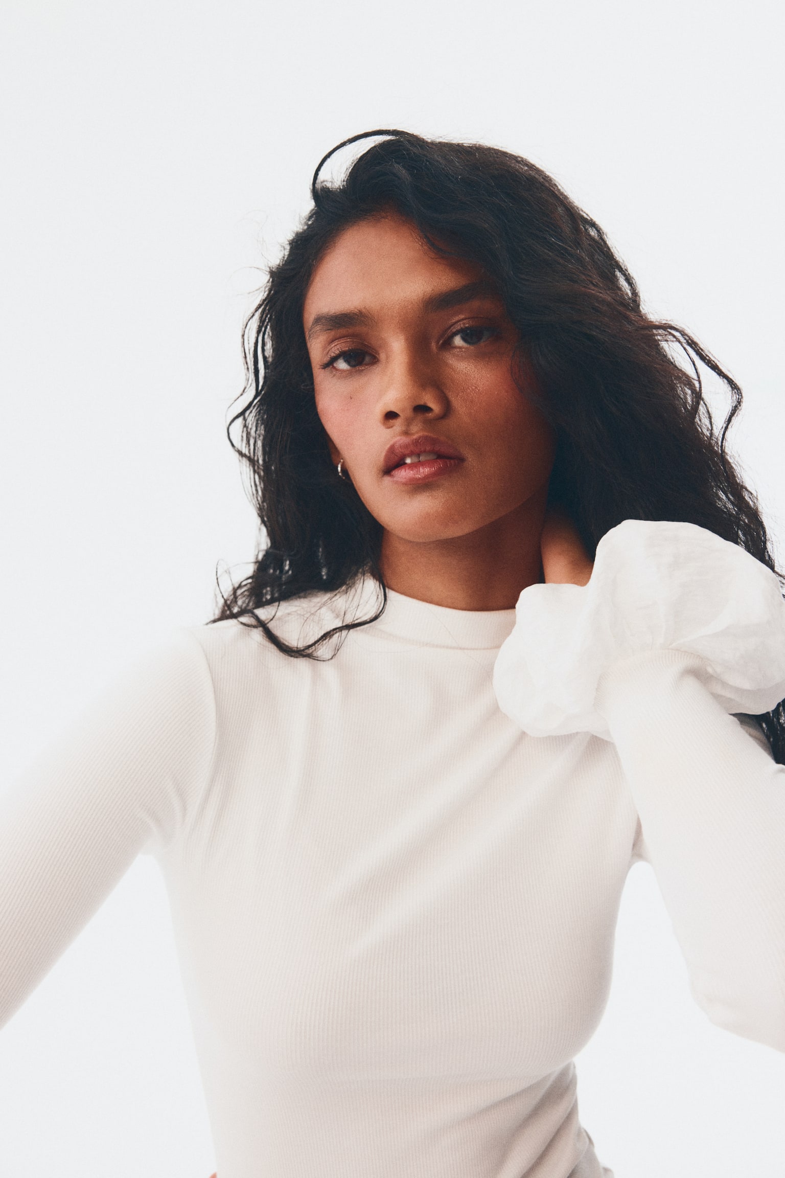 Ribbed jersey top - White/Black - 4