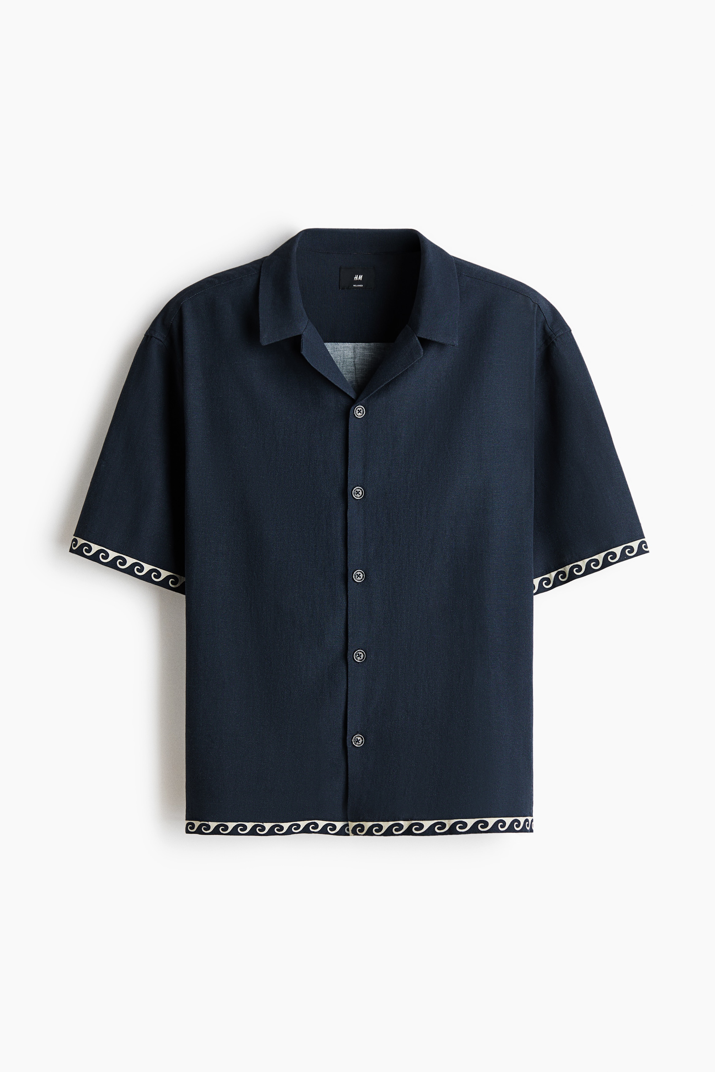 Relaxed-Fit Cotton Resort Shirt - Black/waves