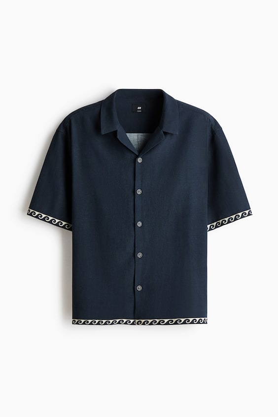 Мужские рубашки H&M Relaxed-Fit Cotton Resort Shirt