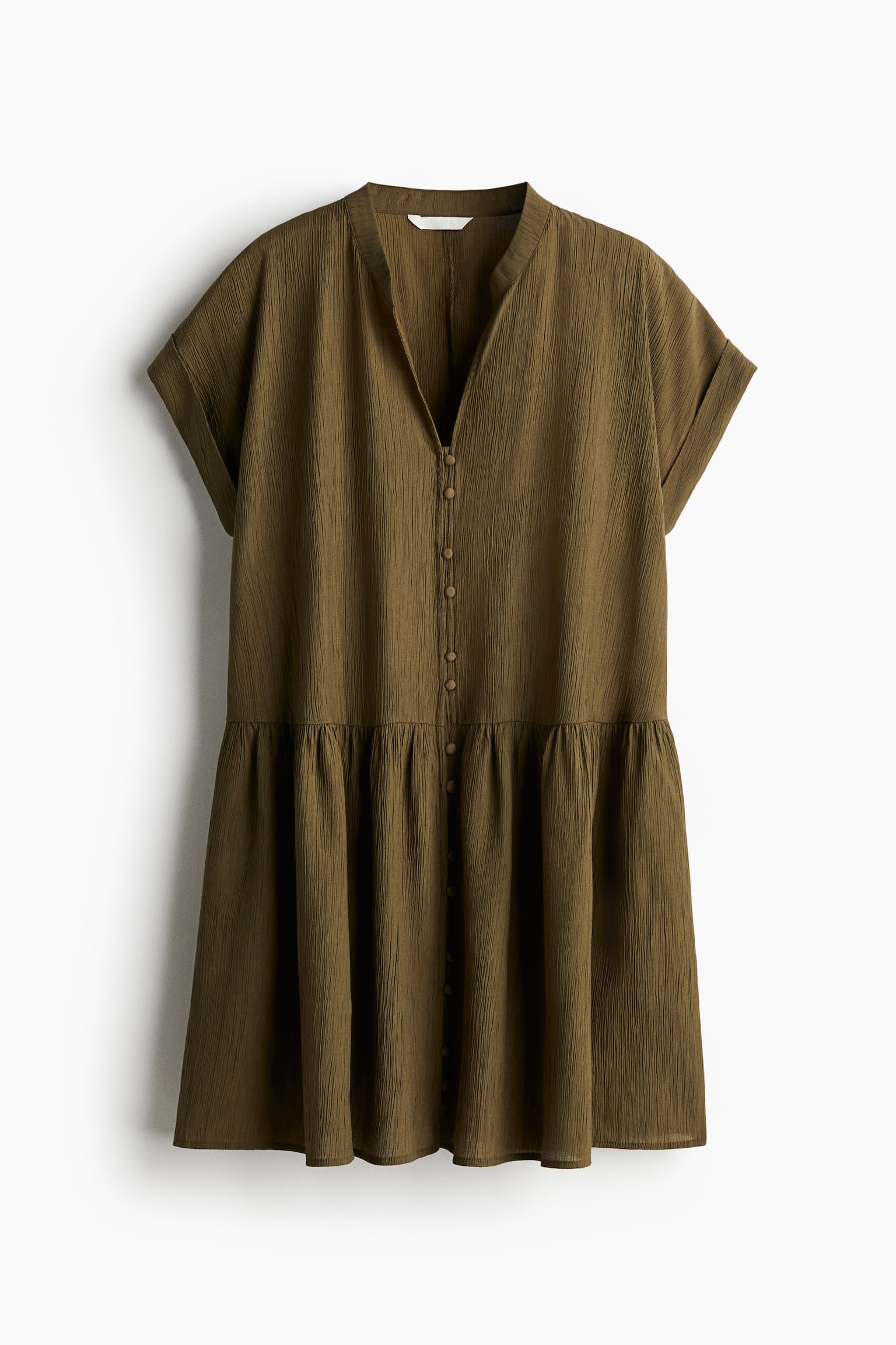 Женское платье H&M Crinkled Tunic, цвет: Тёмный хаки зелёный — фото 1